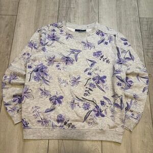 Vintage Karen Scott Grey floral crewneck sweatshirt